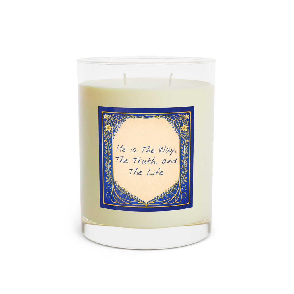 11oz Glass Scented Candle — Vintage Blue-Gold Art Label